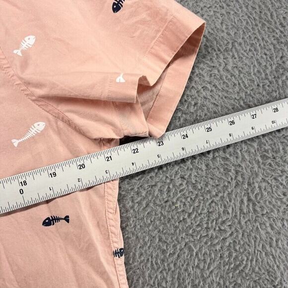 J Crew Shirt Men's medium Pink Flex Fishbone Graphic All over Casual Mercantile - Picture 6 of 14